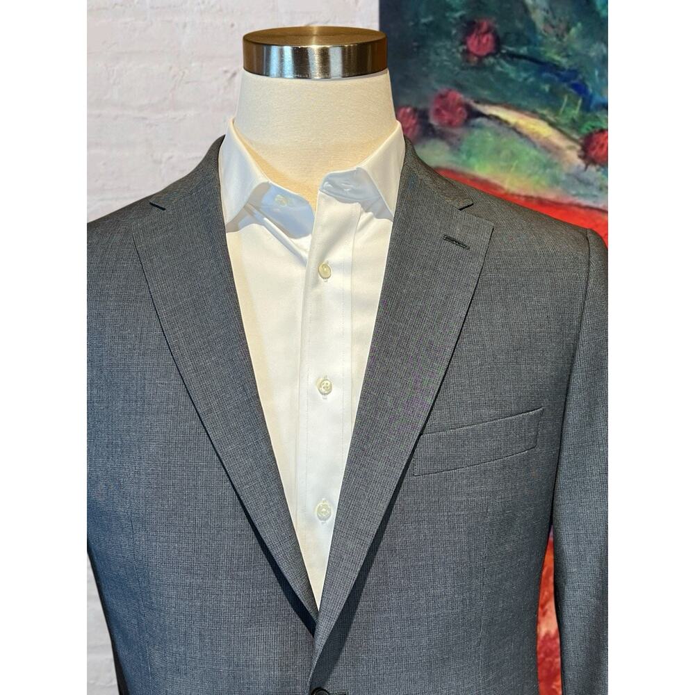 Hugo Boss 40-42R Slate Gray Super 100s Nailhead Blazer Suit Jacket - Picture 4 of 13